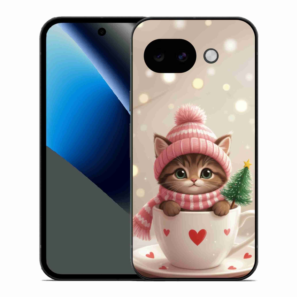 Gelový kryt mmCase na Google Pixel 10a - vánoční kotě v hrnku