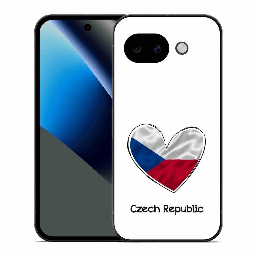 Gelový kryt mmCase na Google Pixel 10a - vlajka srdce bílé pozadí