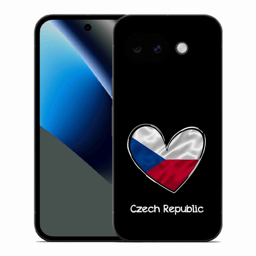 Gelový kryt mmCase na Google Pixel 10a - vlajka srdce černé pozadí