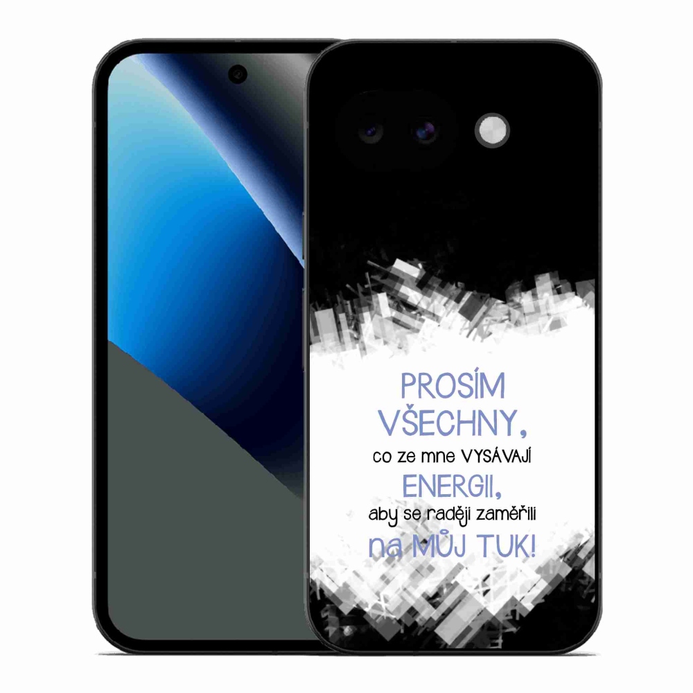 Gelový kryt mmCase na Google Pixel 10a - vtipný text 1 modrý