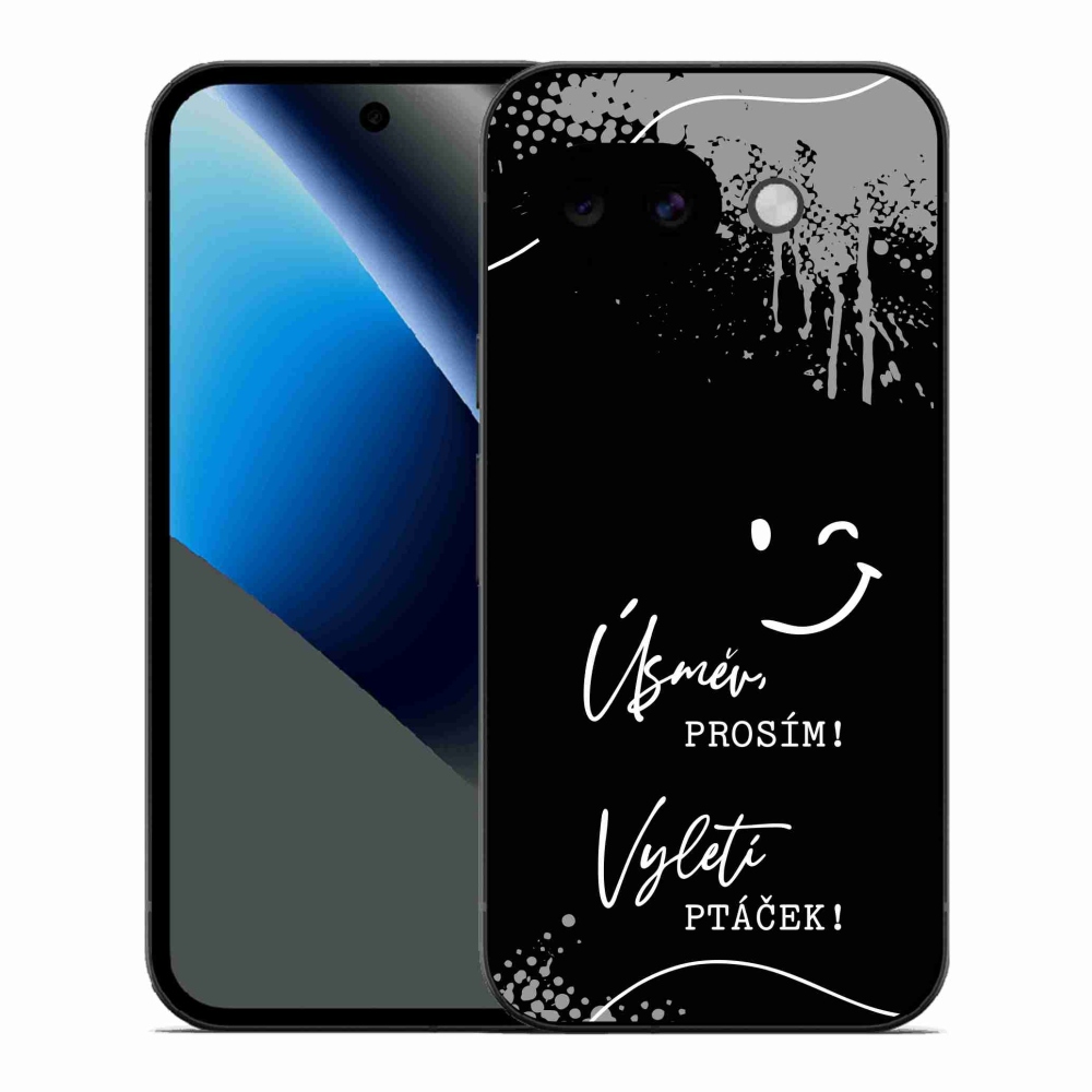 Gelový kryt mmCase na Google Pixel 10a - vtipný text 4 černé pozadí