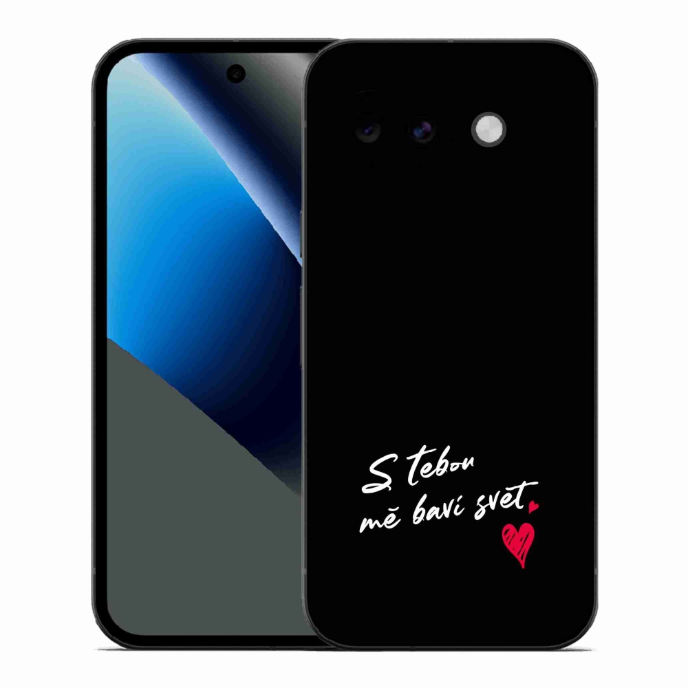 Gelový kryt mmCase na Google Pixel 10a - zamilovaný text 1 černé pozadí