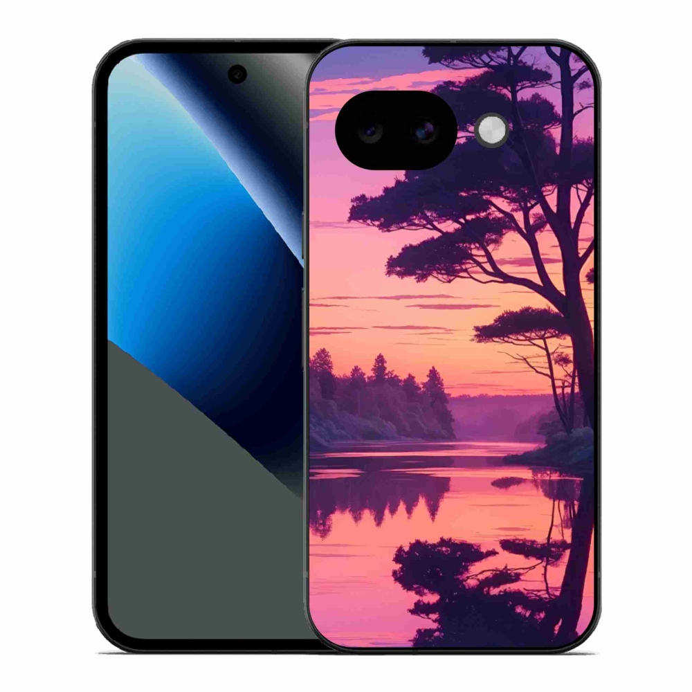 Gelový kryt mmCase na Google Pixel 10a - západ slunce nad jezerem
