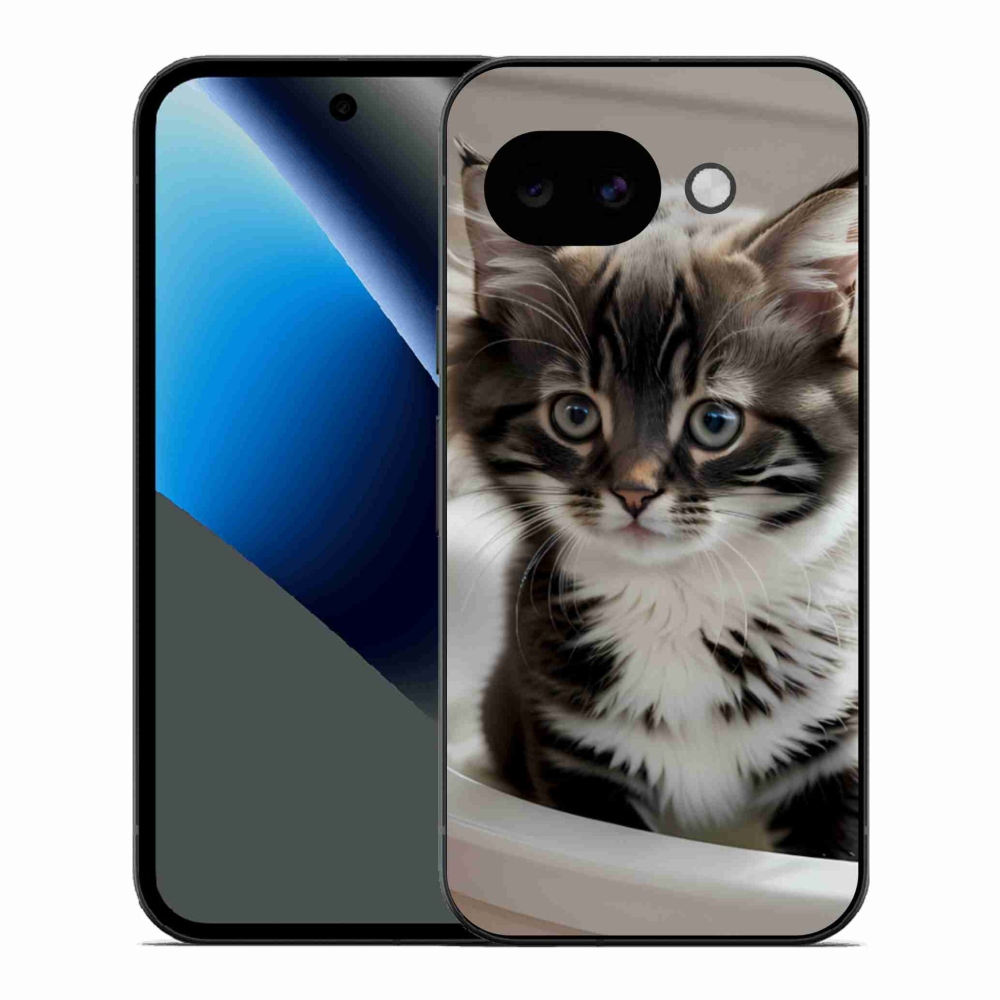 Gelový kryt mmCase na Google Pixel 10a - zvědavé kotě