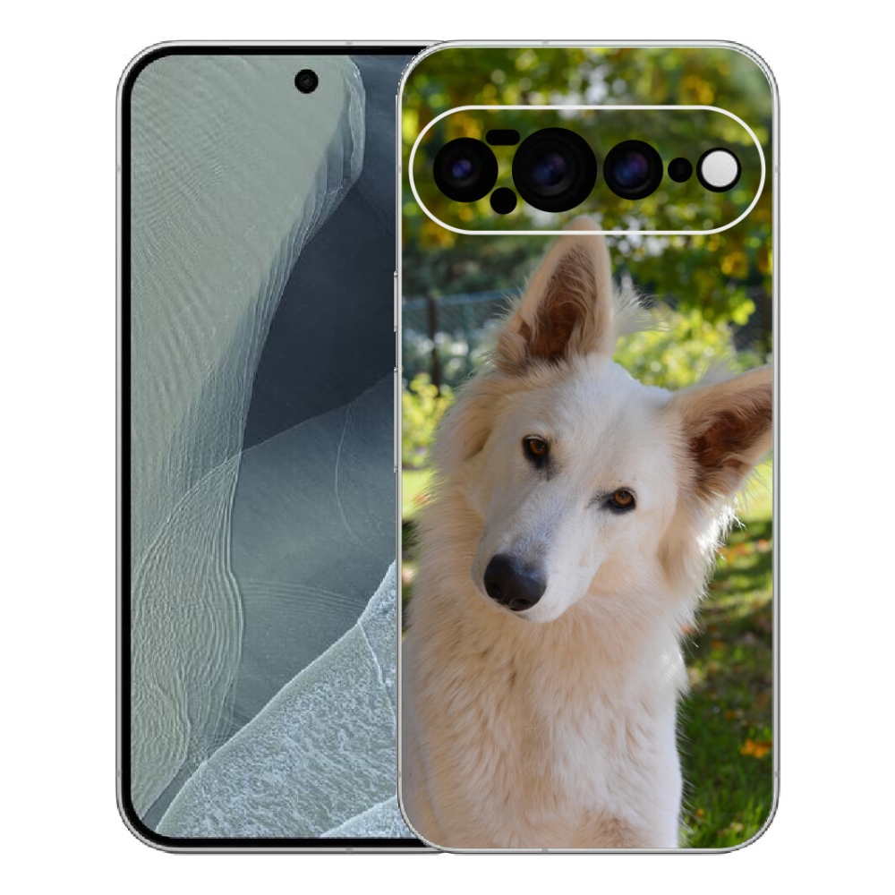 Gelový kryt mmCase na Google Pixel 11 Pro XL - bílý švýcarský ovčák 1
