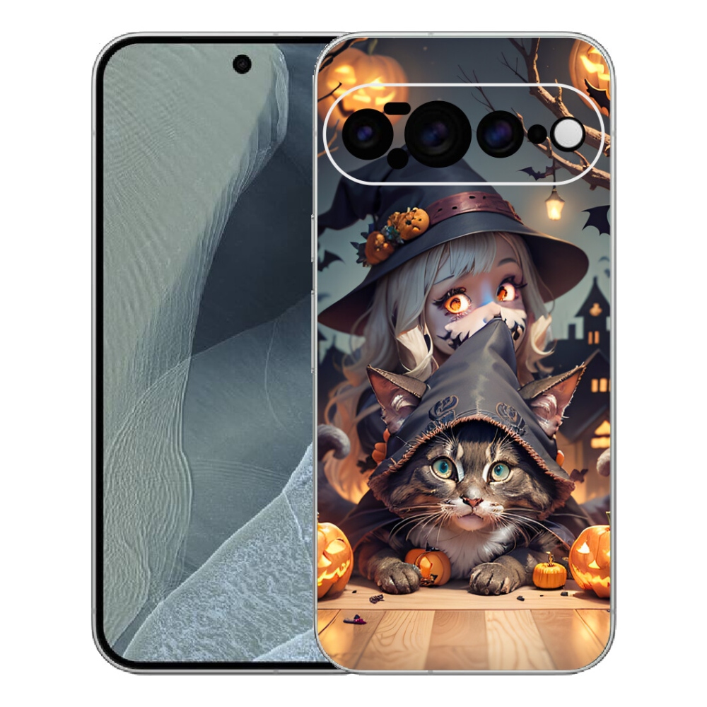 Gelový kryt mmCase na Google Pixel 11 Pro XL - čarodějnice s kočkou