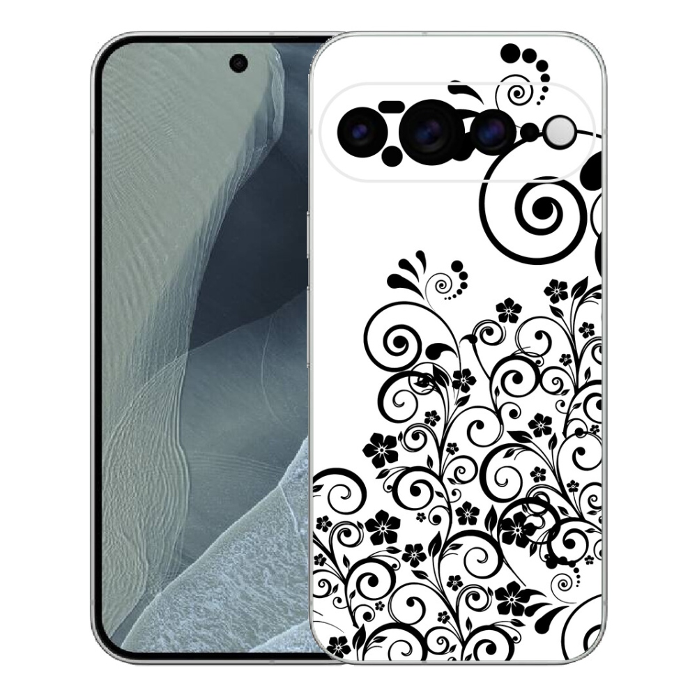 Gelový kryt mmCase na Google Pixel 11 Pro XL - černobílé květinové vzory