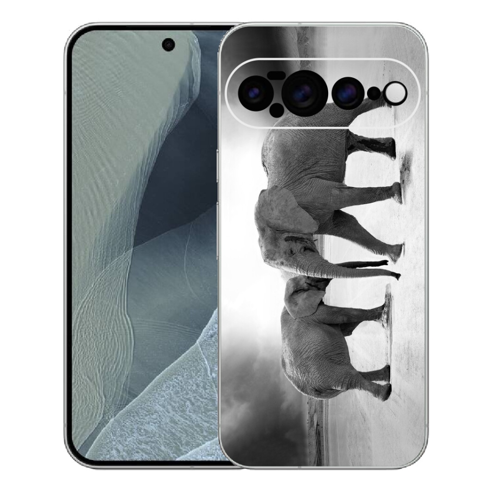 Gelový kryt mmCase na Google Pixel 11 Pro XL - černobílí sloni