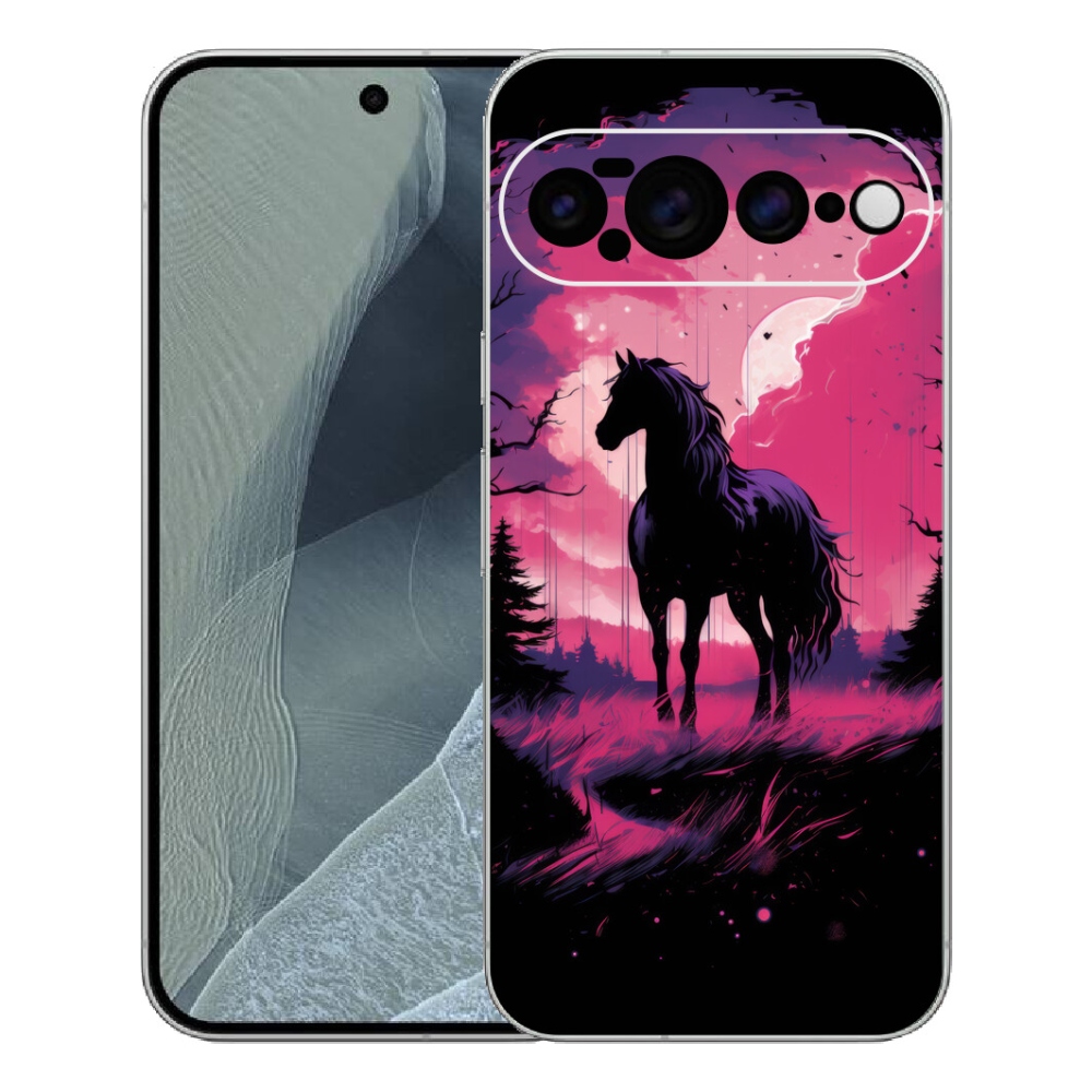 Gelový kryt mmCase na Google Pixel 11 Pro XL - černý kreslený kůň 1