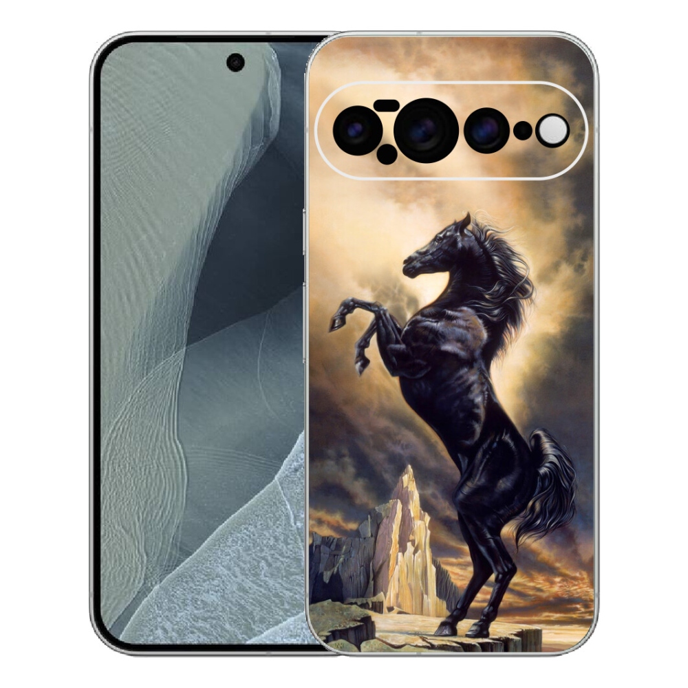 Gelový kryt mmCase na Google Pixel 11 Pro XL - černý kreslený kůň