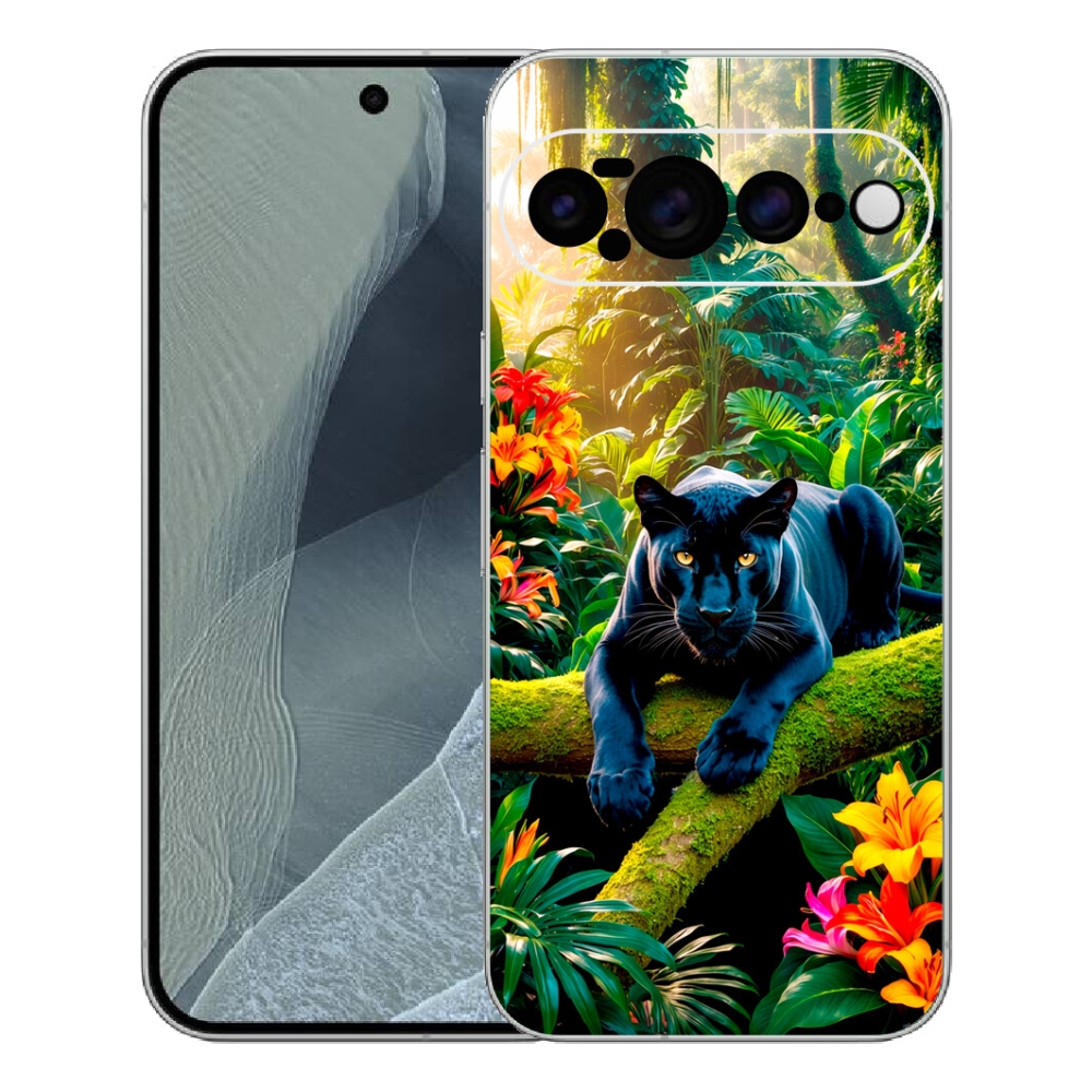 Gelový kryt mmCase na Google Pixel 11 Pro XL - černý panter v džungli