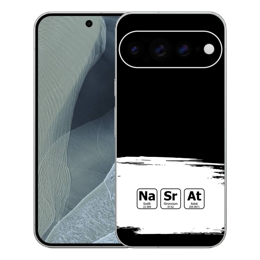 Gelový kryt mmCase na Google Pixel 11 Pro XL - chemické prvky bíločerné pozadí