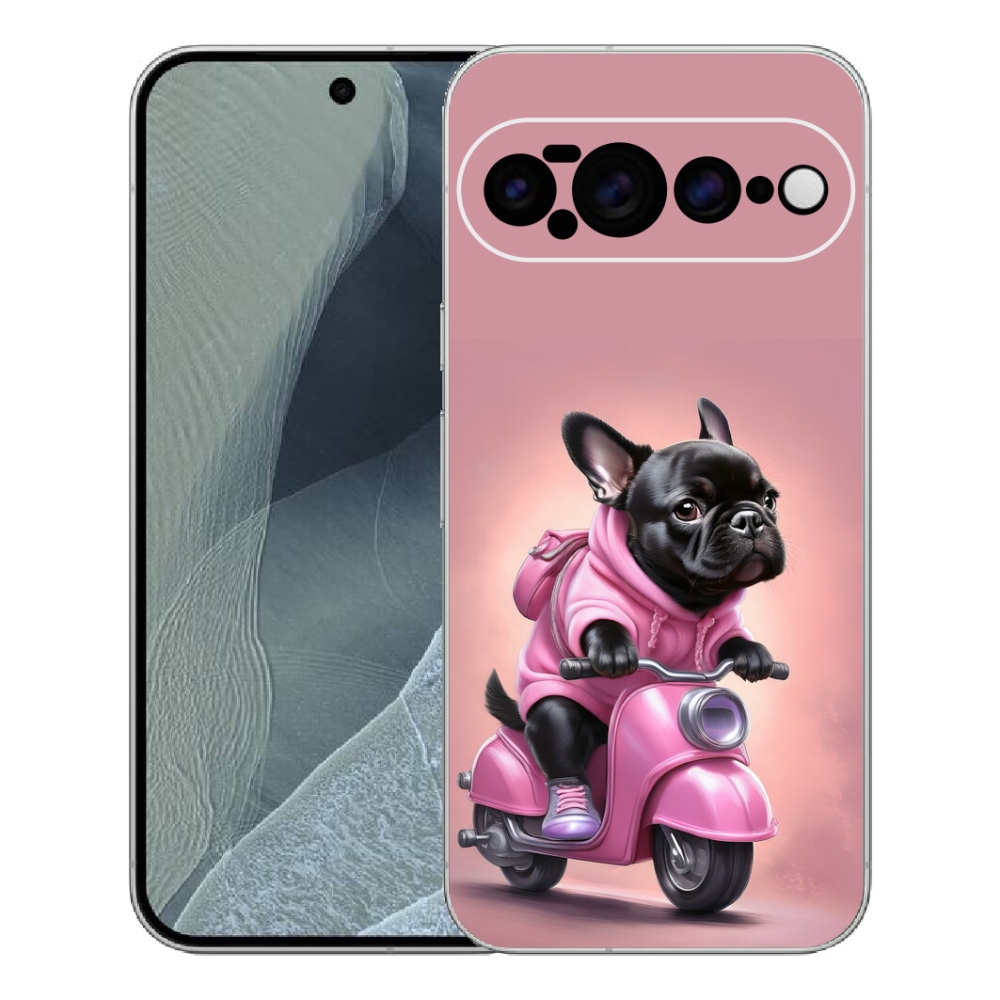 Gelový kryt mmCase na Google Pixel 11 Pro XL - francouzský buldoček na skútru