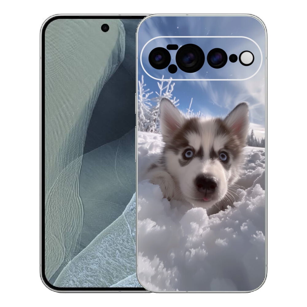 Gelový kryt mmCase na Google Pixel 11 Pro XL - husky ve sněhu