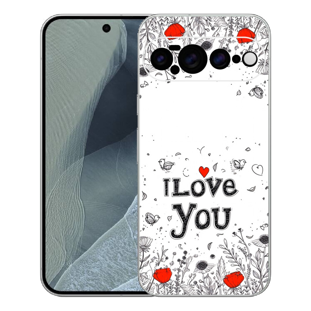 Gelový kryt mmCase na Google Pixel 11 Pro XL - I love you bílé pozadí