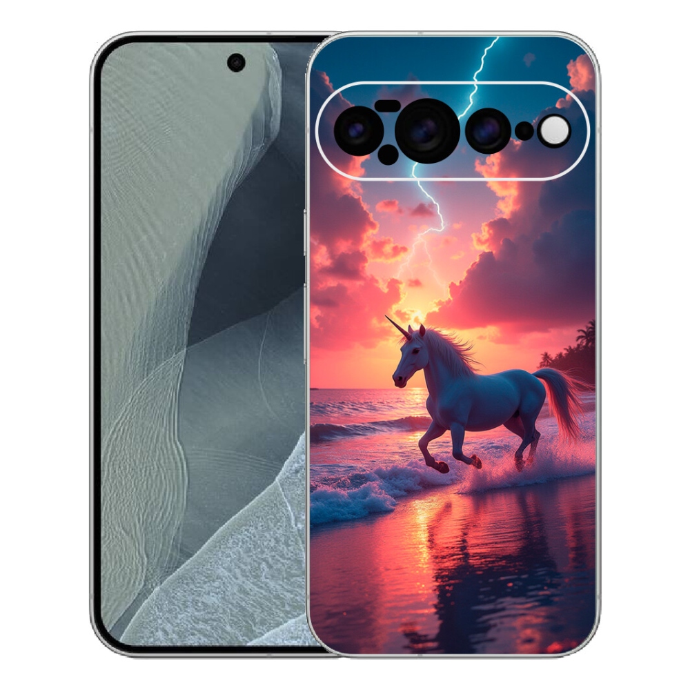 Gelový kryt mmCase na Google Pixel 11 Pro XL - jednorožec na pláži