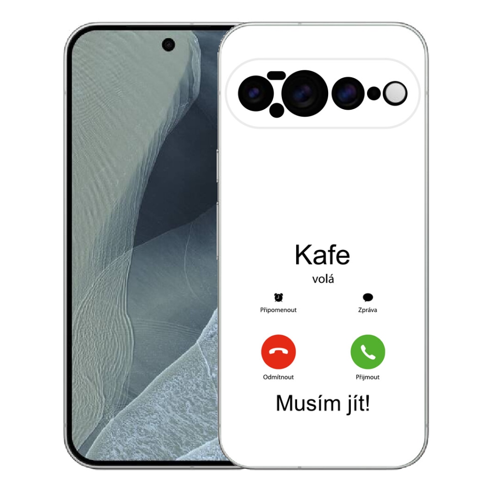 Gelový kryt mmCase na Google Pixel 11 Pro XL - kafe volá bílé pozadí