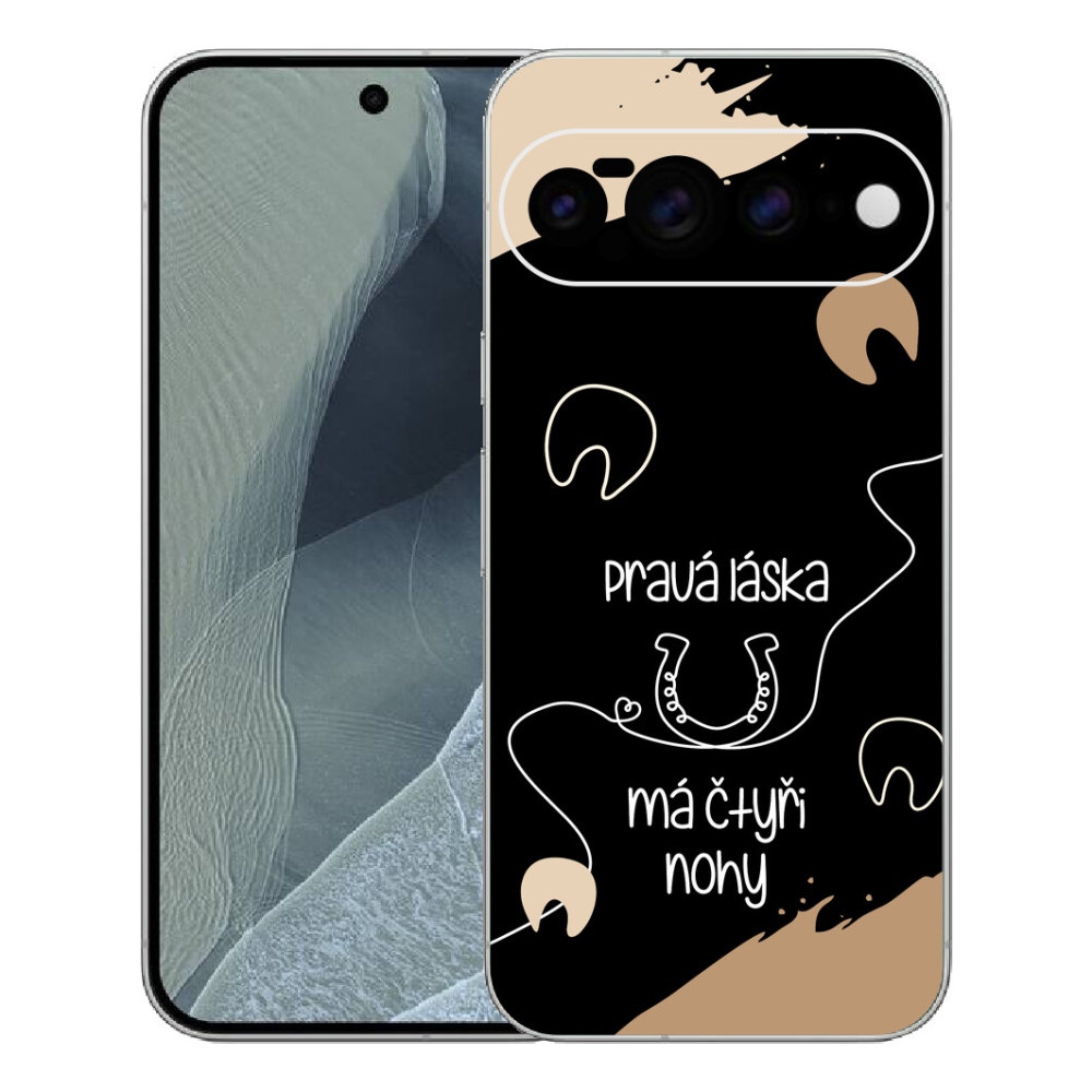 Gelový kryt mmCase na Google Pixel 11 Pro XL - koňský motiv černé pozadí