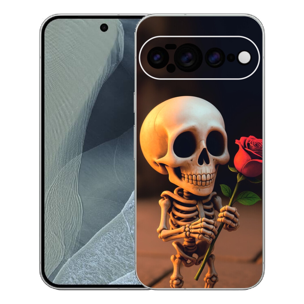 Gelový kryt mmCase na Google Pixel 11 Pro XL - kostlivec s růží