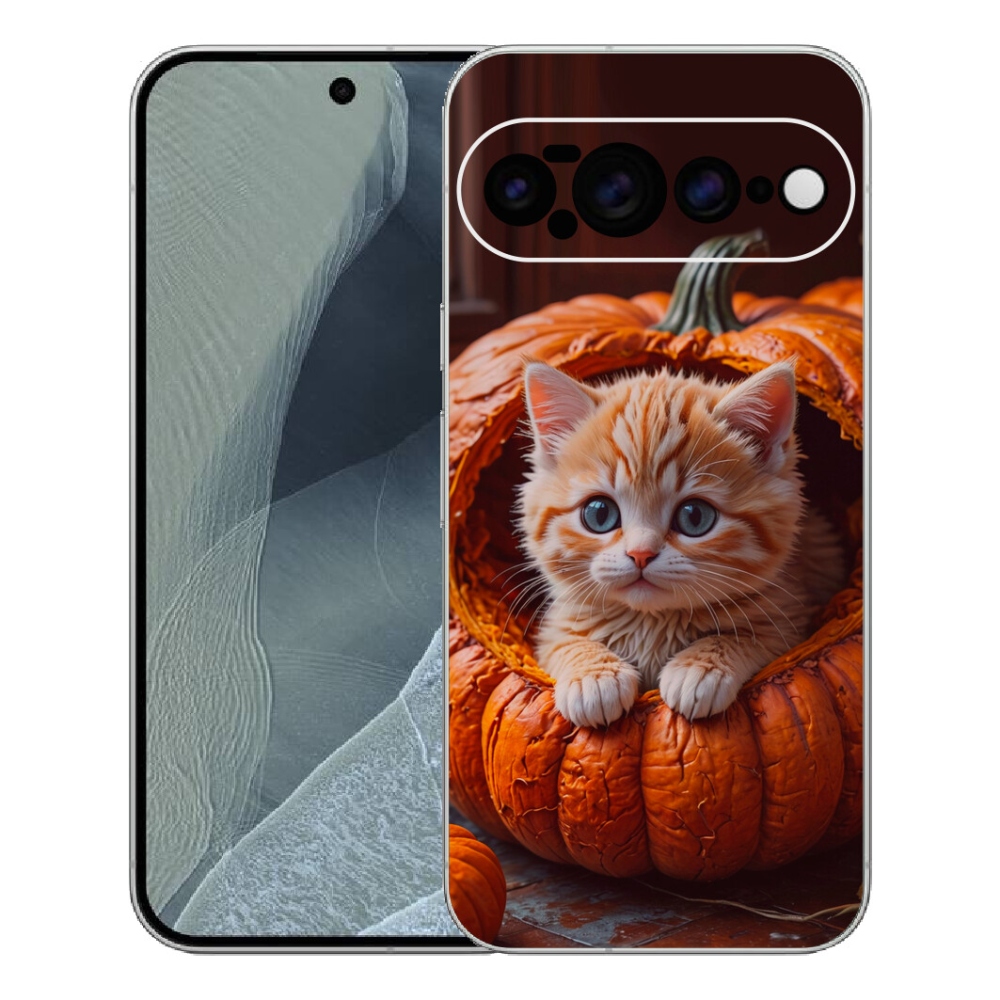 Gelový kryt mmCase na Google Pixel 11 Pro XL - kotě a dýně 2