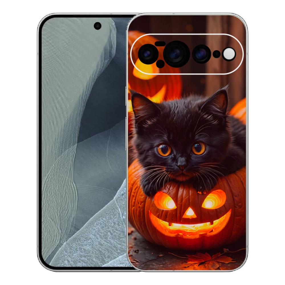 Gelový kryt mmCase na Google Pixel 11 Pro XL - kotě a dýně