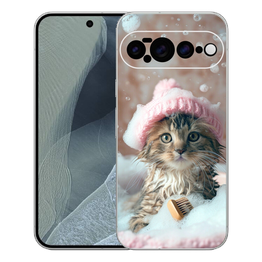 Gelový kryt mmCase na Google Pixel 11 Pro XL - kotě a koupel