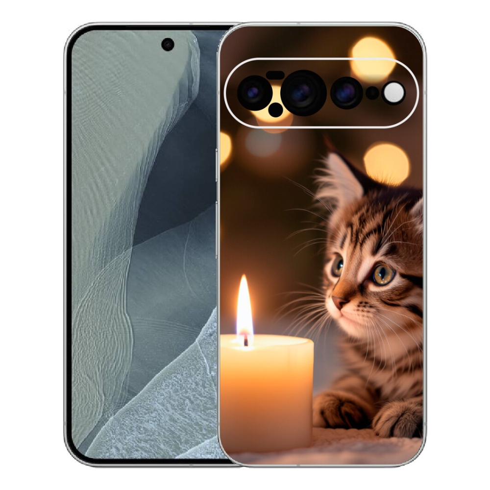 Gelový kryt mmCase na Google Pixel 11 Pro XL - kotě a svíčka