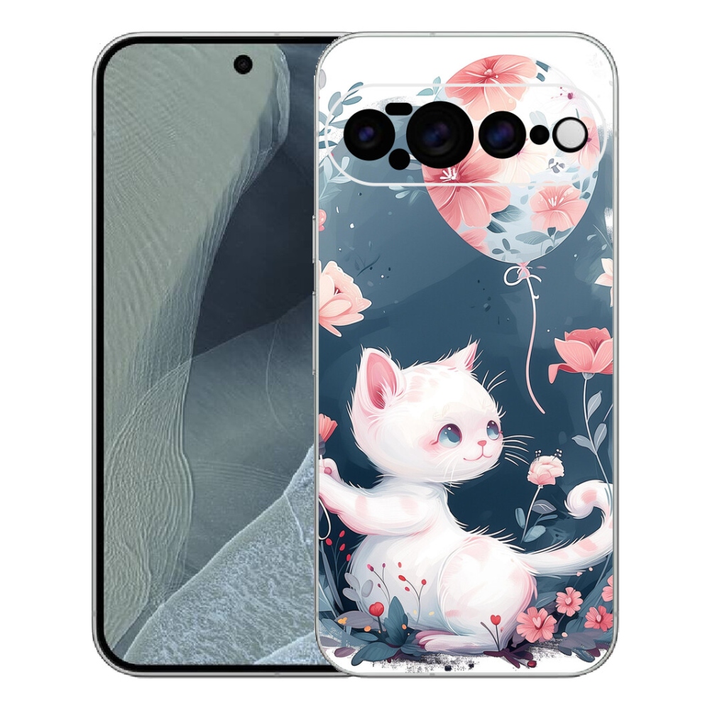 Gelový kryt mmCase na Google Pixel 11 Pro XL - kotě s balónkem