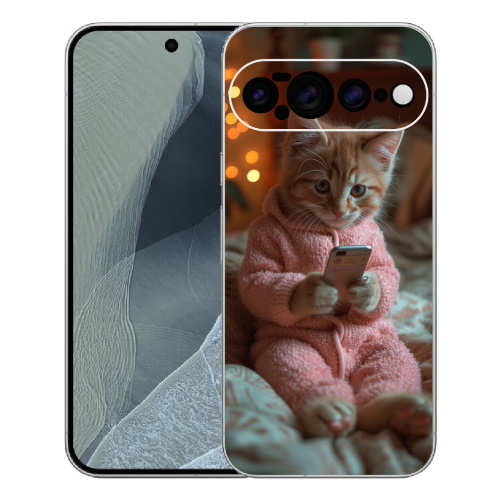 Gelový kryt mmCase na Google Pixel 11 Pro XL - kotě s mobilem