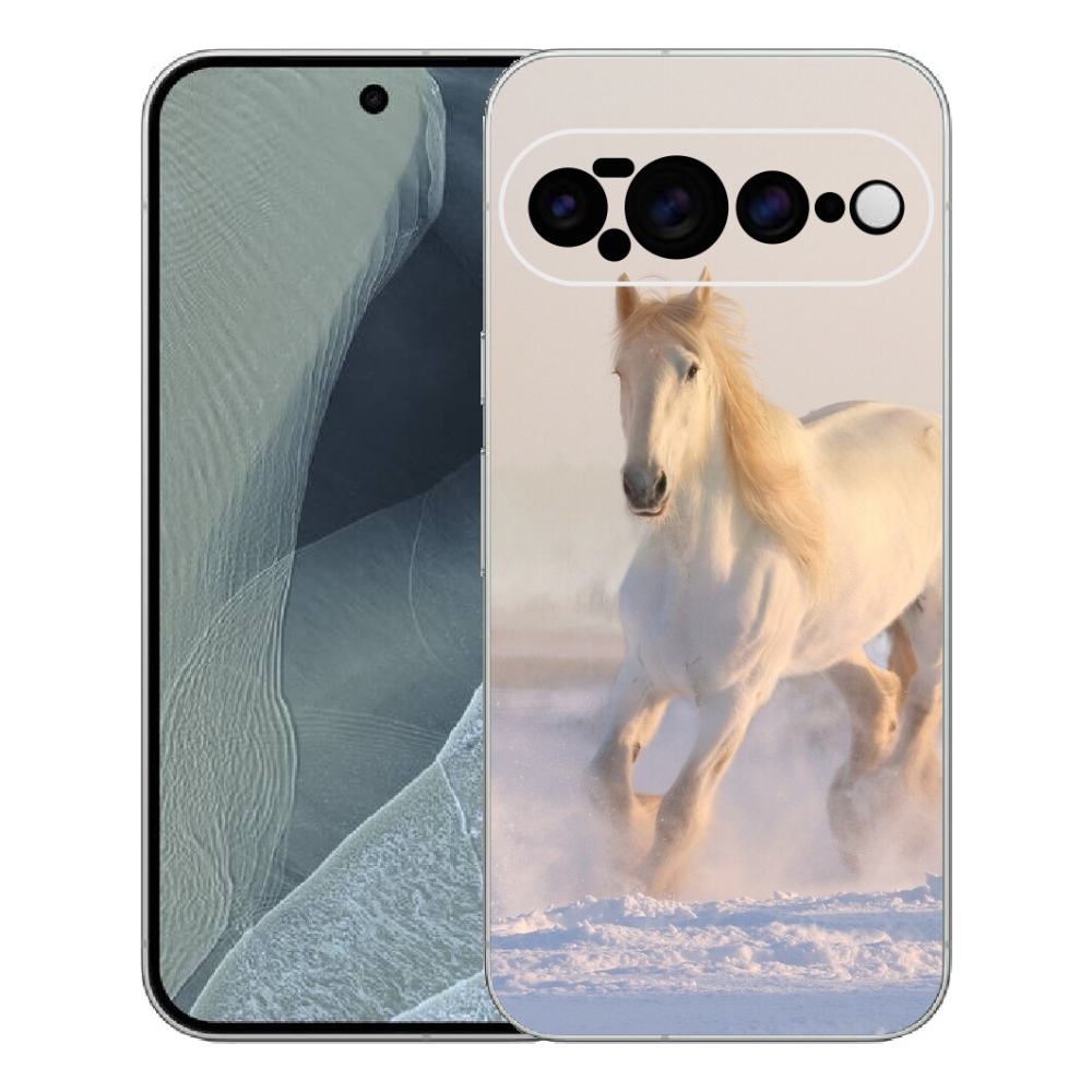 Gelový kryt mmCase na Google Pixel 11 Pro XL - kůň ve sněhu
