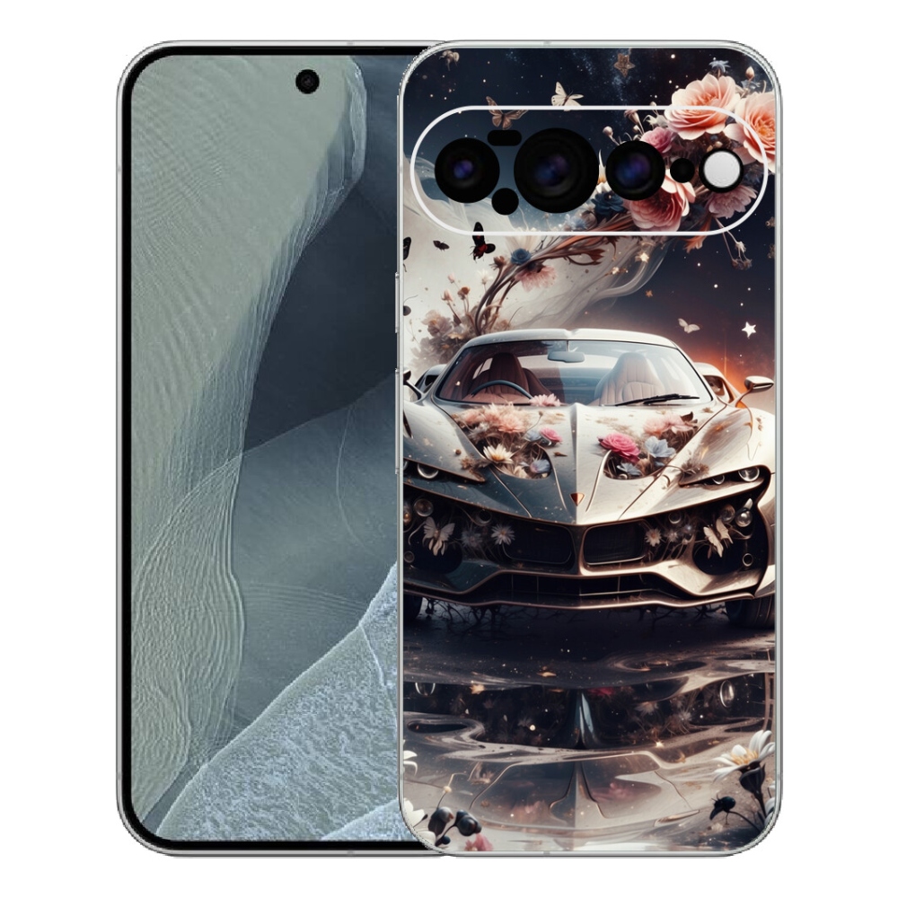 Gelový kryt mmCase na Google Pixel 11 Pro XL - květinový sportovní vůz