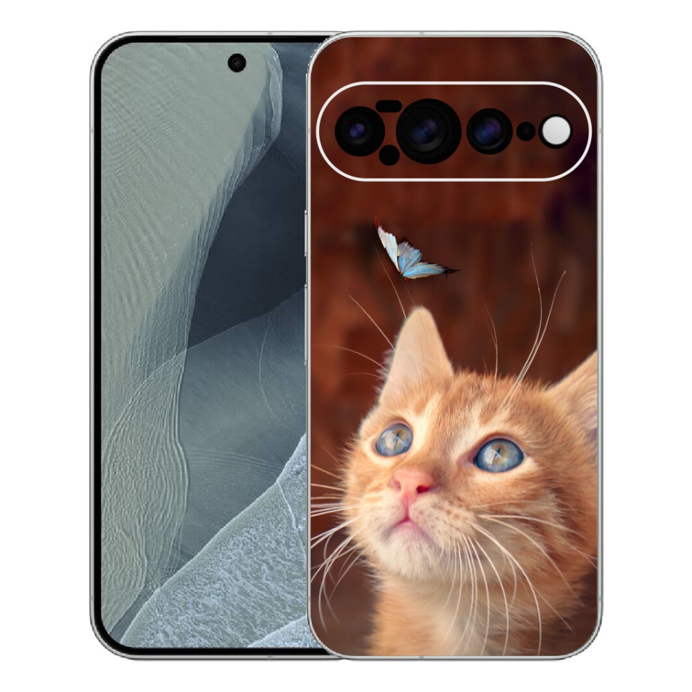 Gelový kryt mmCase na Google Pixel 11 Pro XL - motýl a kotě
