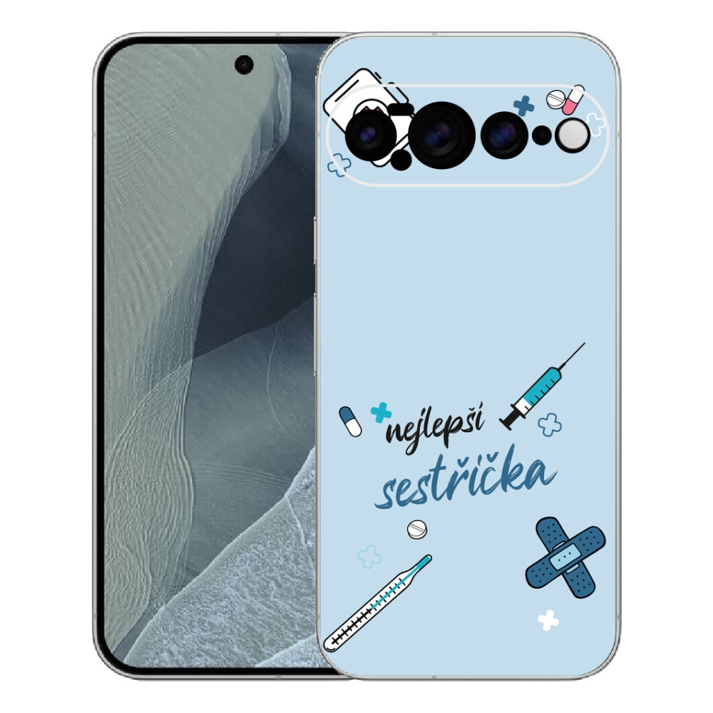 Gelový kryt mmCase na Google Pixel 11 Pro XL - nejlepší sestřička modré pozadí