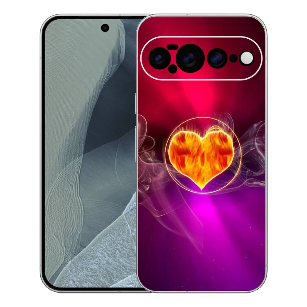 Gelový kryt mmCase na Google Pixel 11 Pro XL - ohnivé srdce