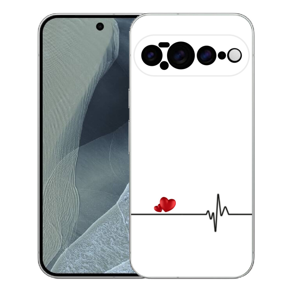 Gelový kryt mmCase na Google Pixel 11 Pro XL - srdce a tep bílé pozadí