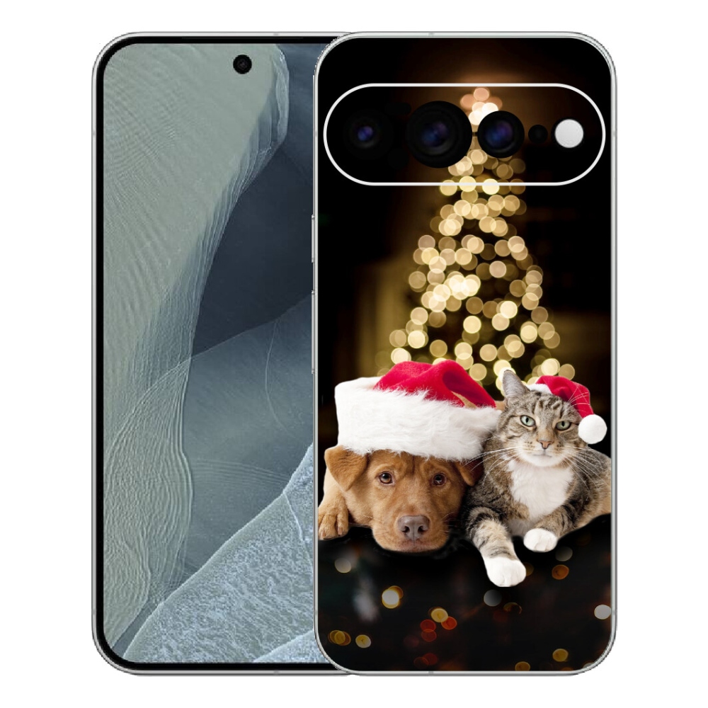 Gelový kryt mmCase na Google Pixel 11 Pro XL - vánoční pes a kočka