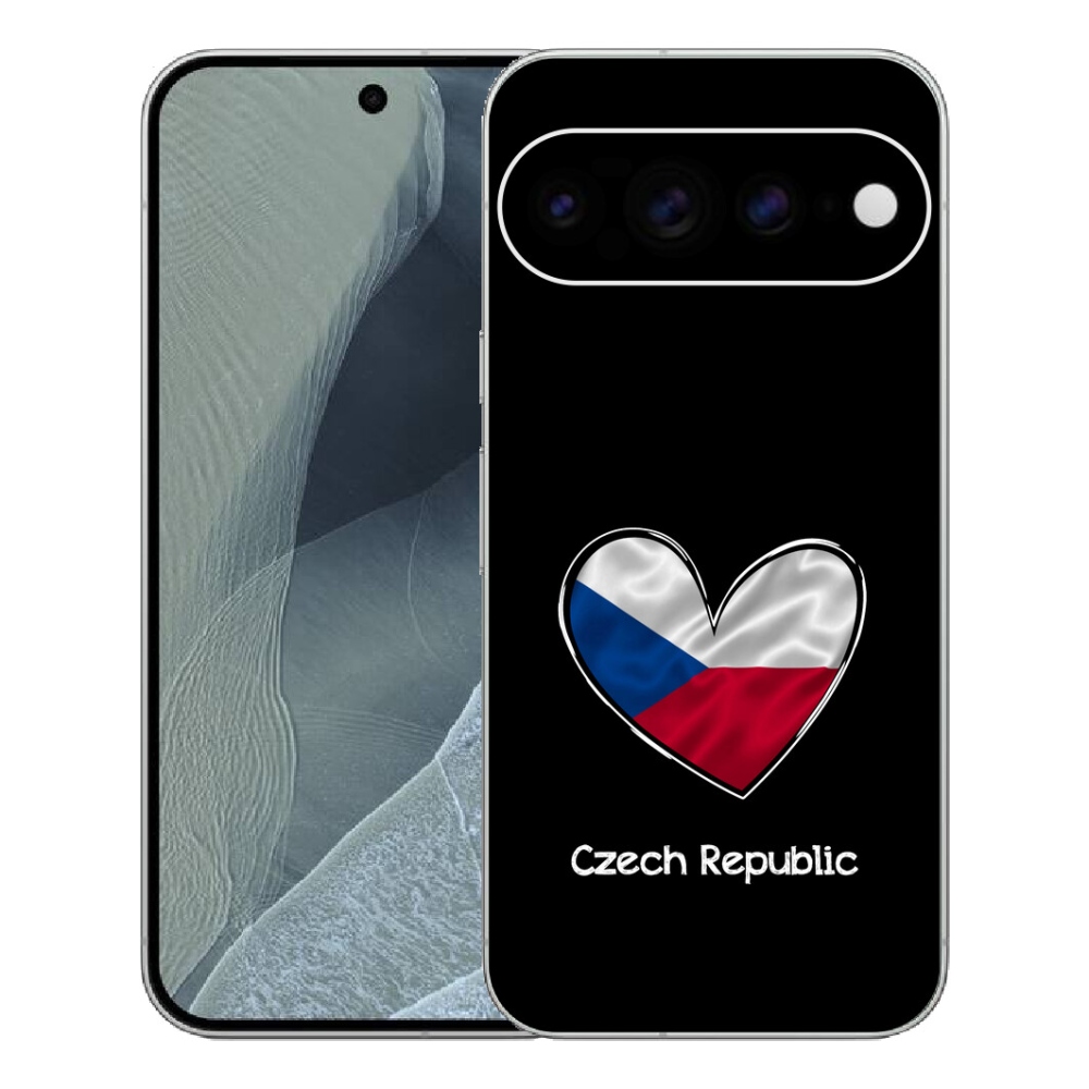 Gelový kryt mmCase na Google Pixel 11 Pro XL - vlajka srdce černé pozadí