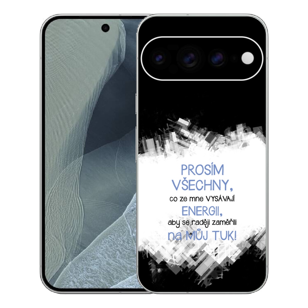 Gelový kryt mmCase na Google Pixel 11 Pro XL - vtipný text 1 modrý