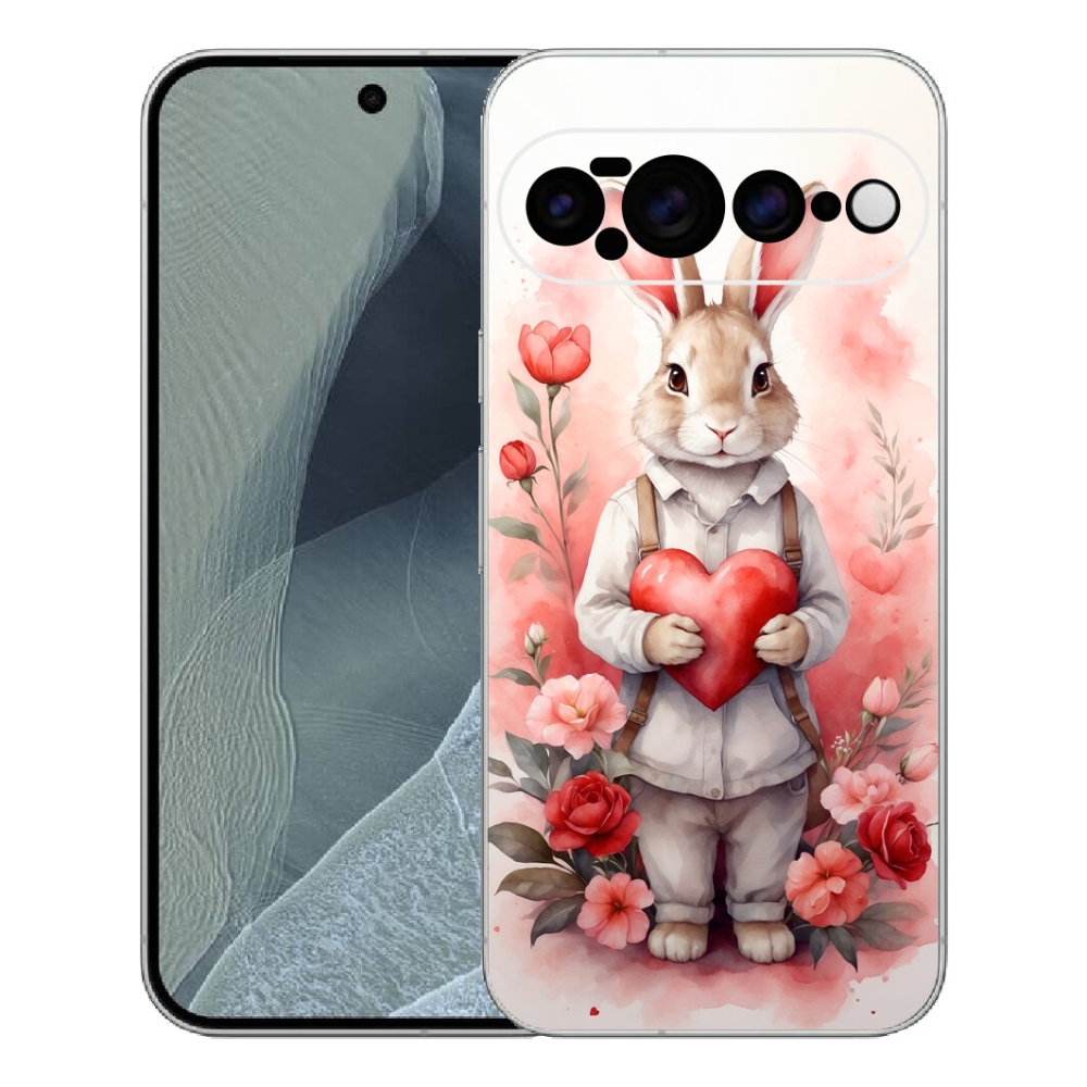 Gelový kryt mmCase na Google Pixel 11 Pro XL - zajíc se srdíčkem