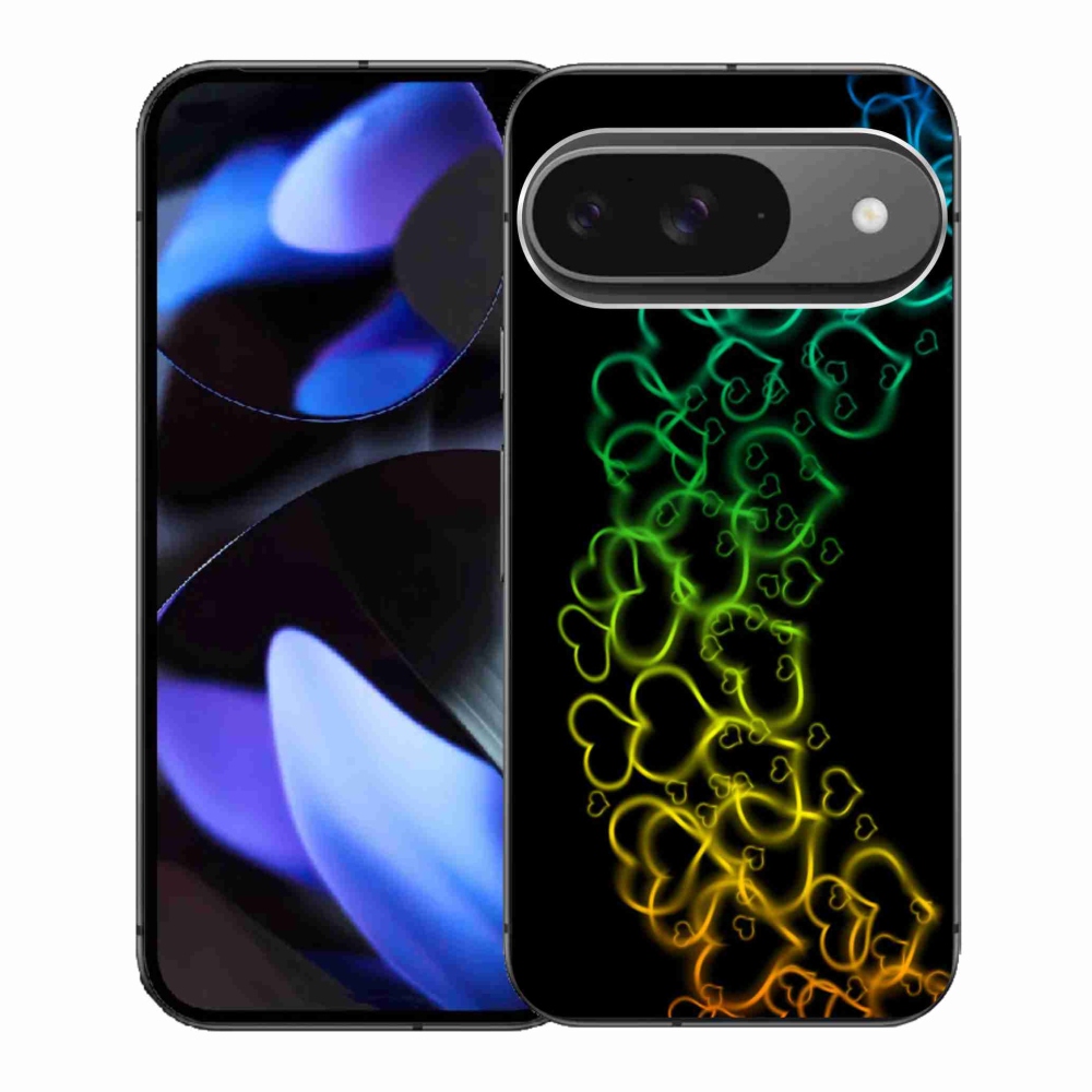 Gelový kryt mmCase na Google Pixel 9 - barevná srdíčka