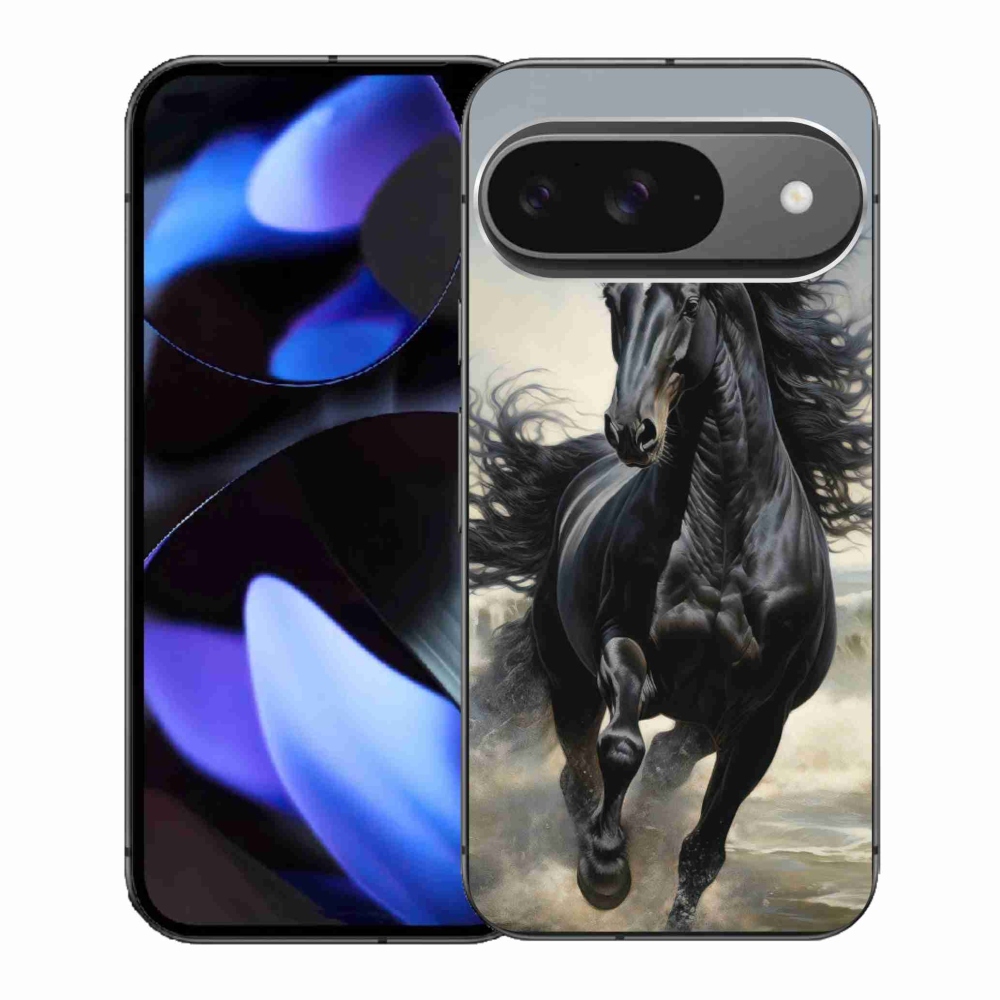Gelový kryt mmCase na Google Pixel 9 - běžící černý kůň