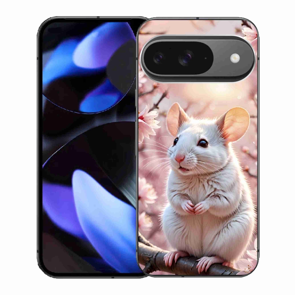 Gelový kryt mmCase na Google Pixel 9 - bílá myš na větvi