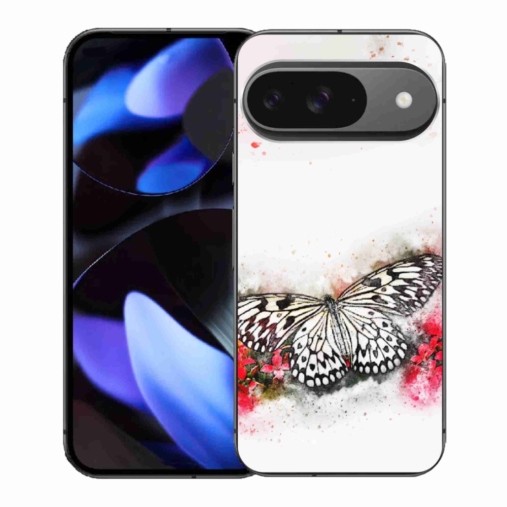 Gelový kryt mmCase na Google Pixel 9 - černobílý motýl