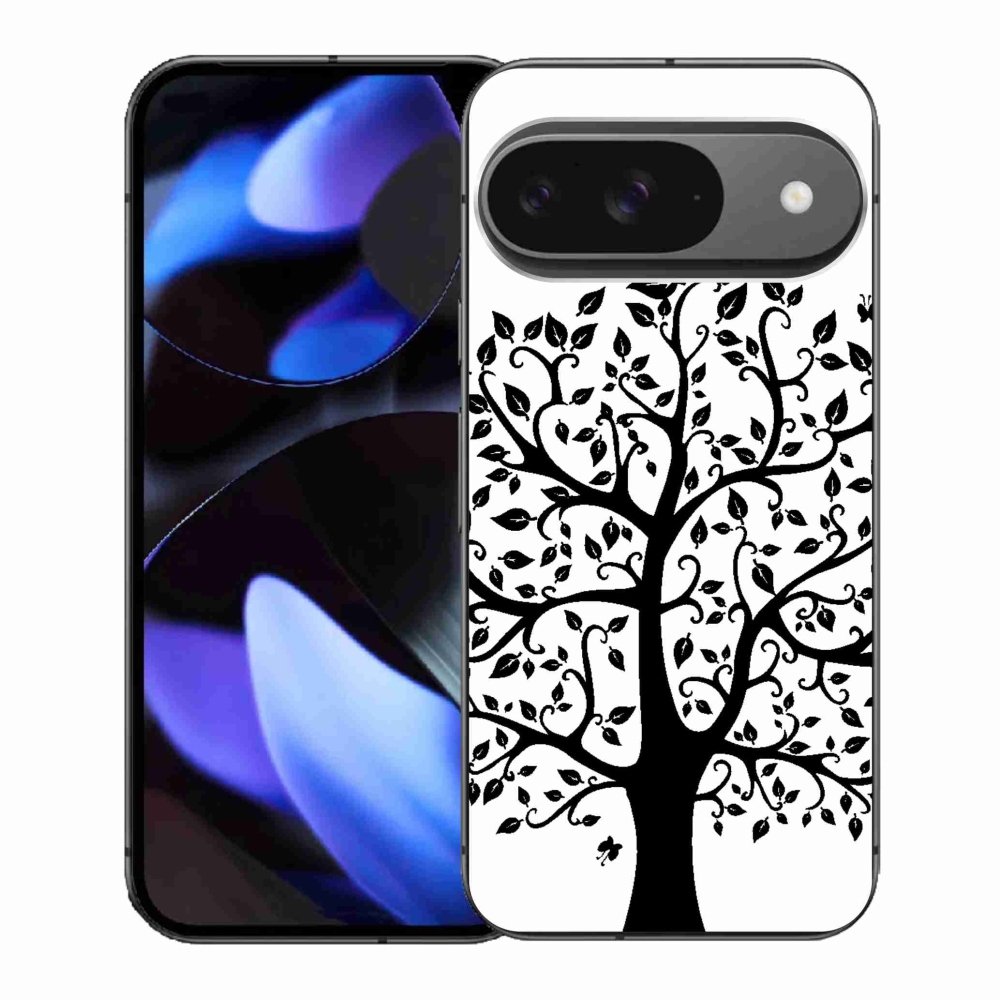 Gelový kryt mmCase na Google Pixel 9 - černobílý strom