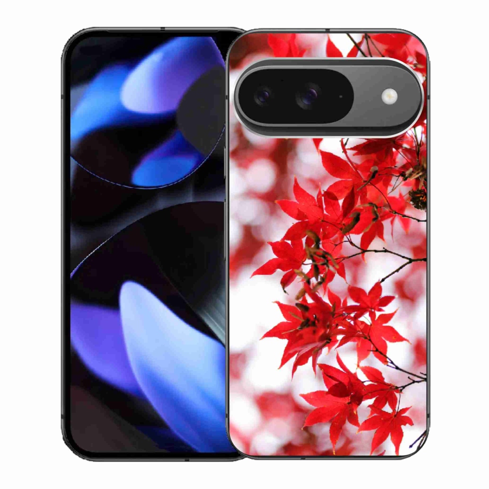 Gelový kryt mmCase na Google Pixel 9 - červené listy