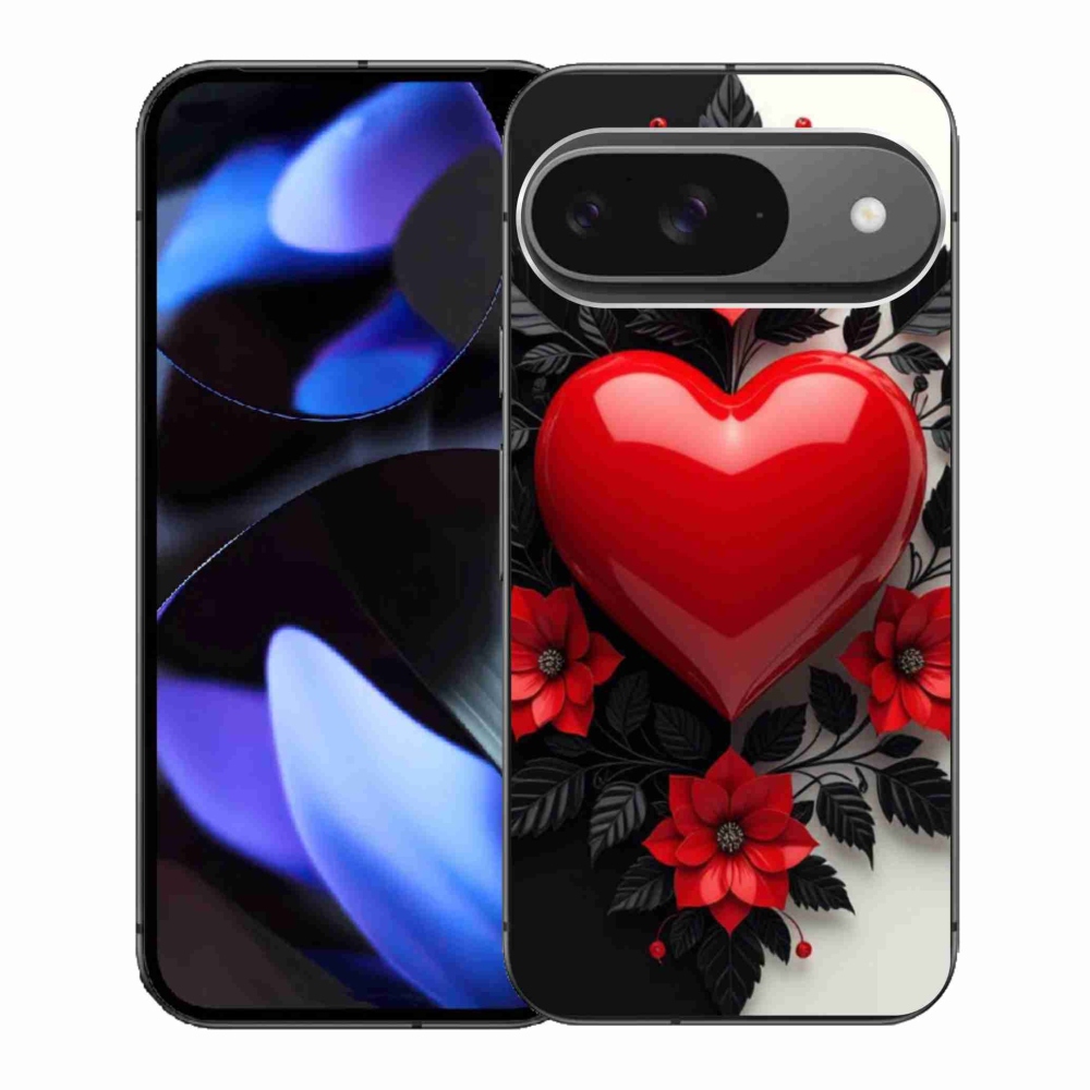 Gelový kryt mmCase na Google Pixel 9 - červené srdce