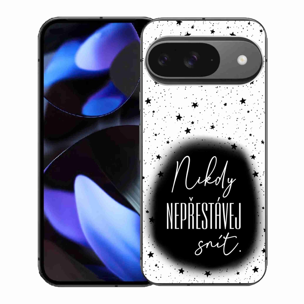 Gelový kryt mmCase na Google Pixel 9 - citát 1 černobílé pozadí