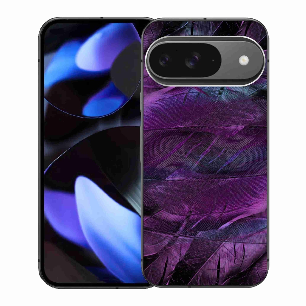 Gelový kryt mmCase na Google Pixel 9 - fialová pírka