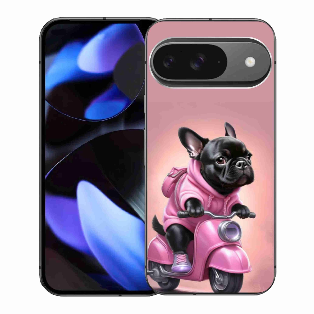 Gelový kryt mmCase na Google Pixel 9 - francouzský buldoček na skútru