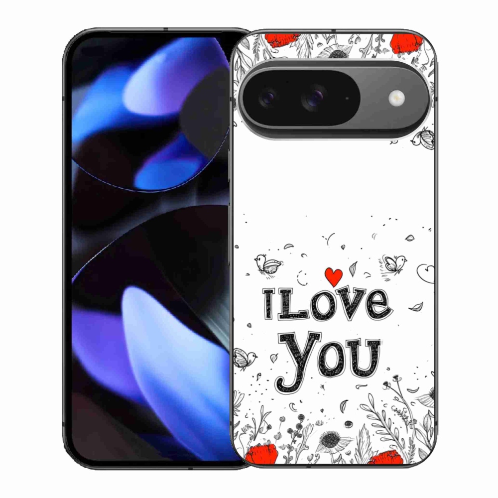 Gelový kryt mmCase na Google Pixel 9 - I love you bílé pozadí